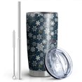 thumbnail image 2 of 20oz Tumblers Dark Blue Christmas Snowflake Pattern Stainless Steel Vacuum Insulated Double Wall Travel Tumbler Cups Mug with Lid and Straw,Cleaning Brush for Cold & Hot Drinks, 2 of 7