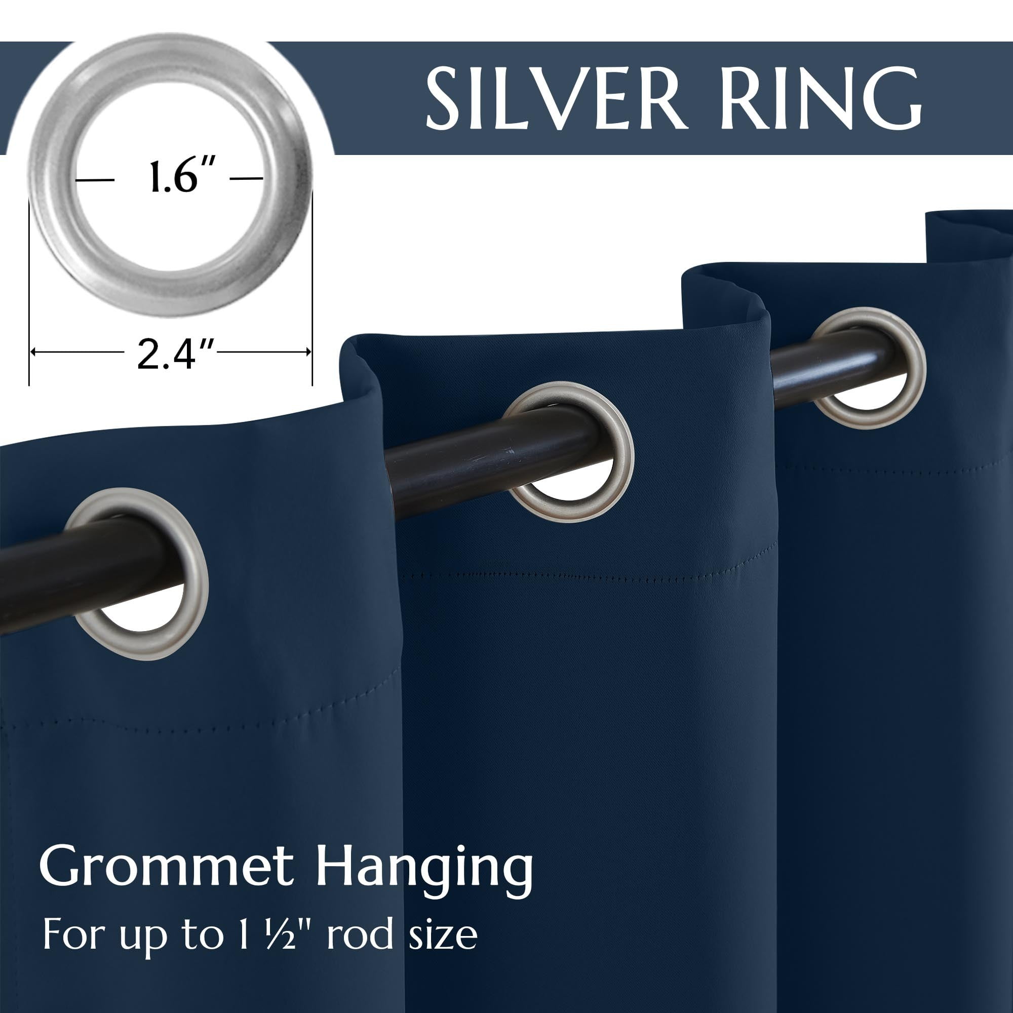 Curtainking Thermal Insulated Blackout Curtains Grommet Curtains for Bedroom 2 Panels, 40x54 inch, Navy Blue