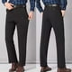 thumbnail image 3 of Pantalones de traje casuales con bolsillos y botones de color liso para hombre, 3 of 5
