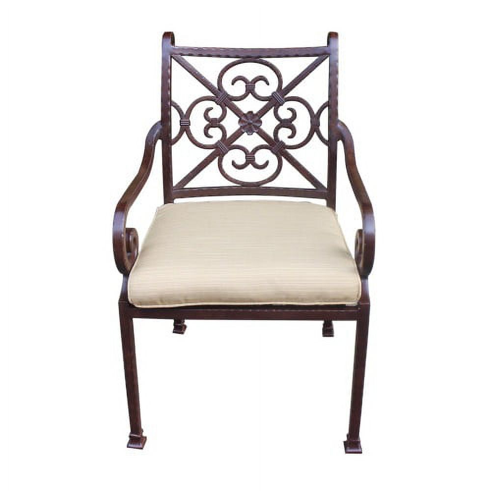 2 Piece Patio Dining Chairs, Aluminum Cushioned Chairs with Cushions, Outdoor All-Weather Cast Aluminum Chairs, Patio Bistro Dining Chair for Garden Deck Backyard, Brown - image 3 of 6