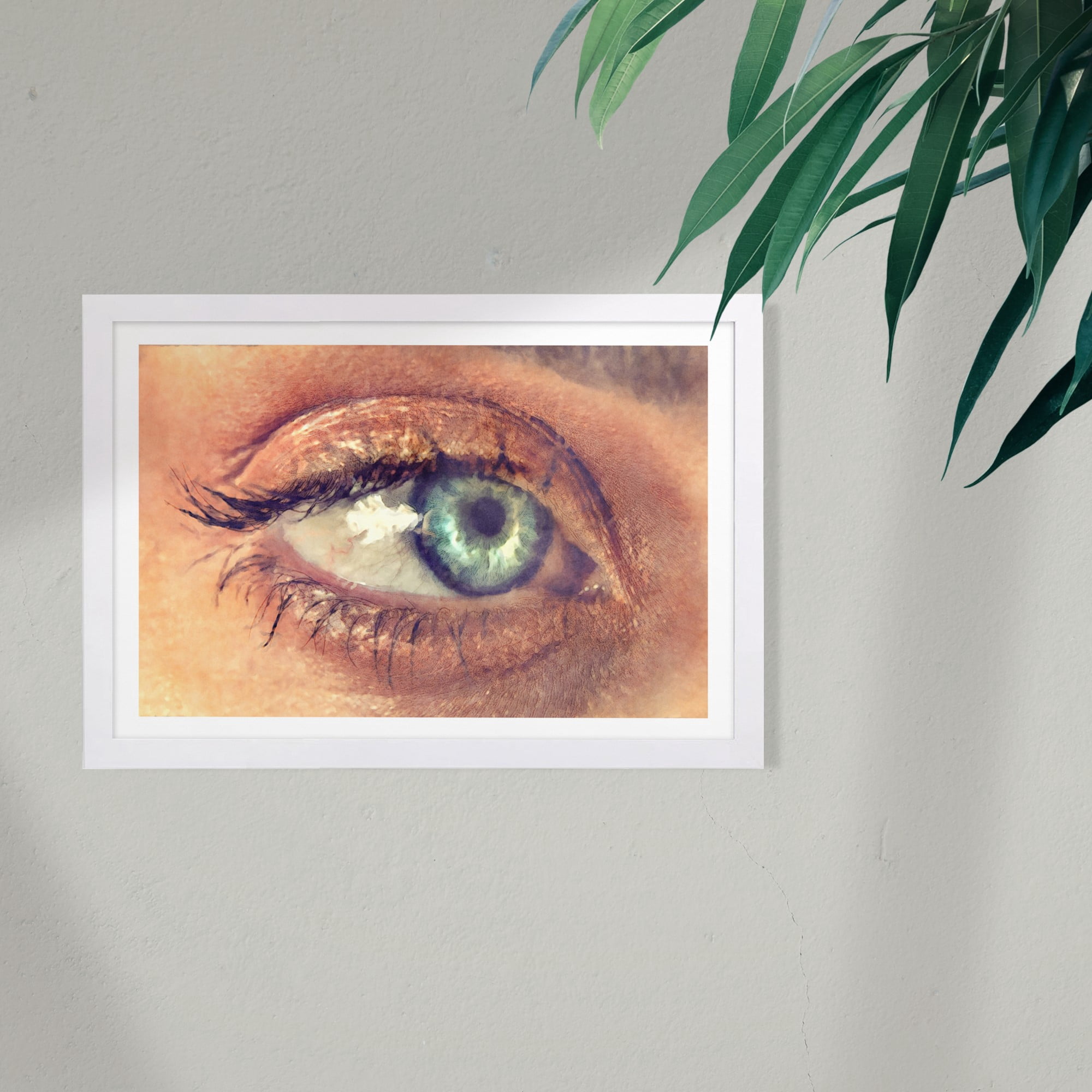 Wynwood Studio People and Portraits Framed Wall Art Prints 'Eyes don't Lie' Portraits Home Décor - Brown, Blue, 19" x 13"