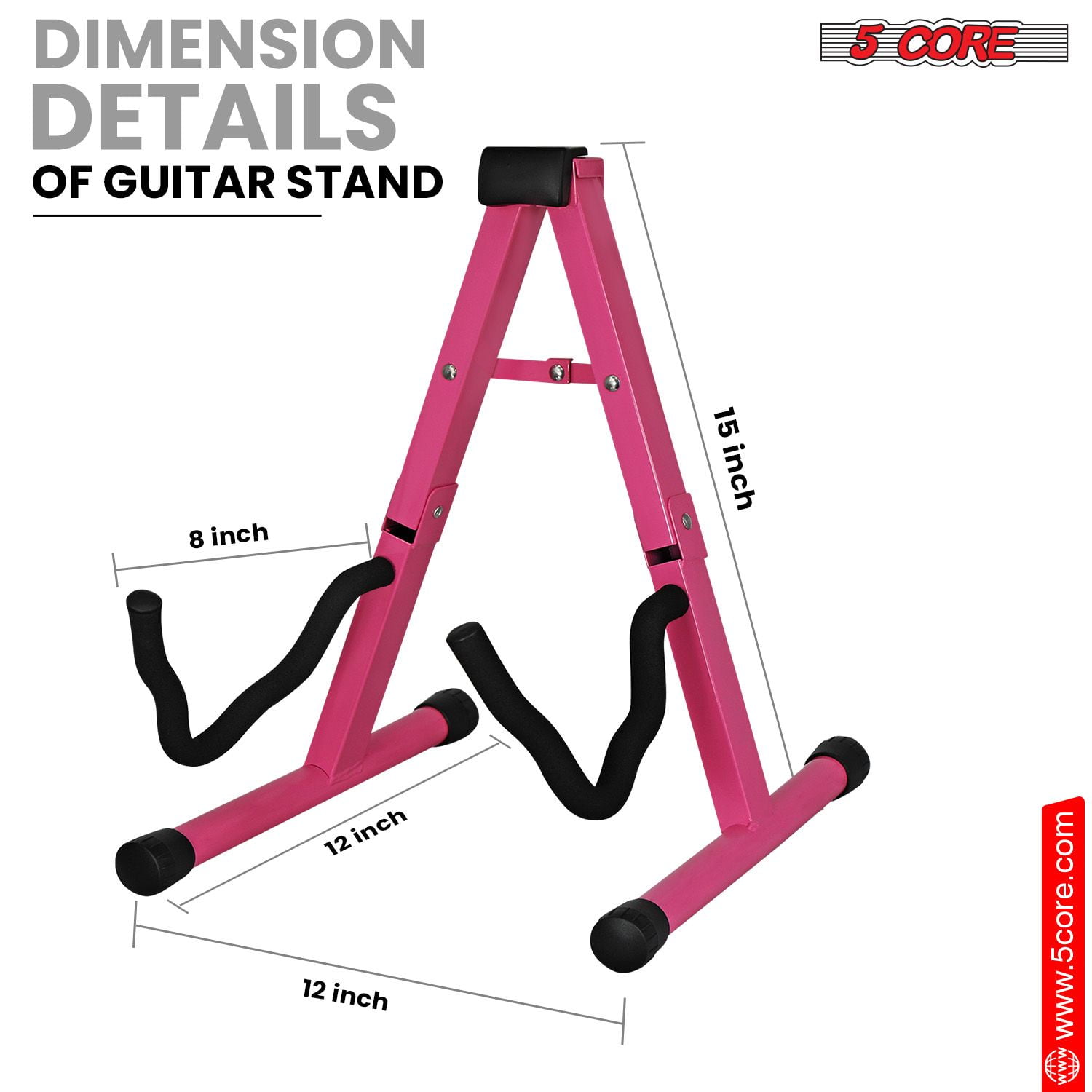 Double Guitar Stand Floor 2Pcs Adjustable Heavy Duty A Frame Universal Folding Acoustic Electric Bass Mandolin Banjo Violin Holder Stands For On Stage Studio - Pink 2PCS