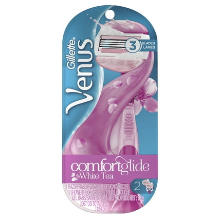Gillette Venus ComfortGlide White Tea Scented Women's Razor Handle and 2 Refills