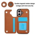 thumbnail image 5 of Mantto Case for iPhone 16 Plus Back Wallet Case, Card Slots Holder RFID Blocking Luxury PU Leather Shockproof Cover, Double Magnetic Buttons Kickstand Case for iPhone 16 Plus, Brown, 5 of 8