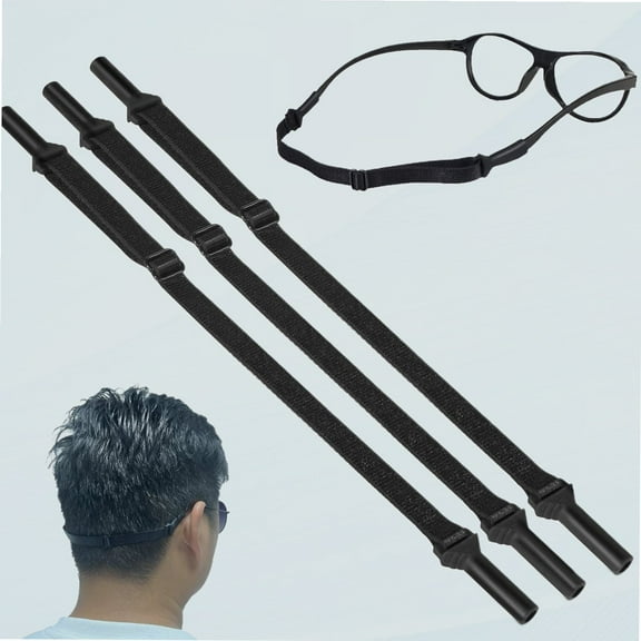 Eyeglass Straps, 3 piece adjustable eyeglass straps for kids, women, men. Tailless glasses holder, safe and non-slip. Eyeglass frame strap(black)