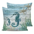 thumbnail image 7 of Outdoor Throw Pillow Cover Ocean Theme Seahorse Coral Compass Waterproof Cushion Covers 2 Pack Marine Nautical on Wood Barn Pillow Cases Home Decoration for Patio Garden Couch Sofa, 7 of 7