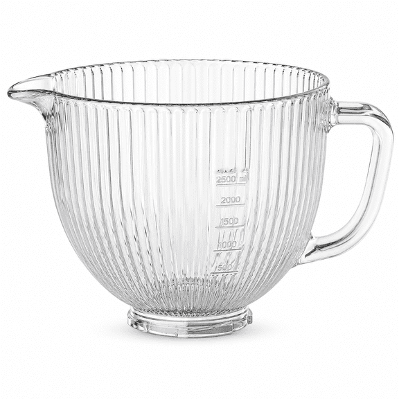 GVODE 5 Quart Glass Mixing Bowl for KitchenAid Tilt-Head Stand Mixers with Handle & Pour Spout