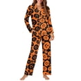 thumbnail image 4 of DISNIMO Pumpkin Printed Women's Pajama Sets Long Sleeve Button Down Sleepwear Nightwear with Pockets Thanksgiving Day Casual Ladies Lounge Sets with Matching Pajama Pants, S, 4 of 7