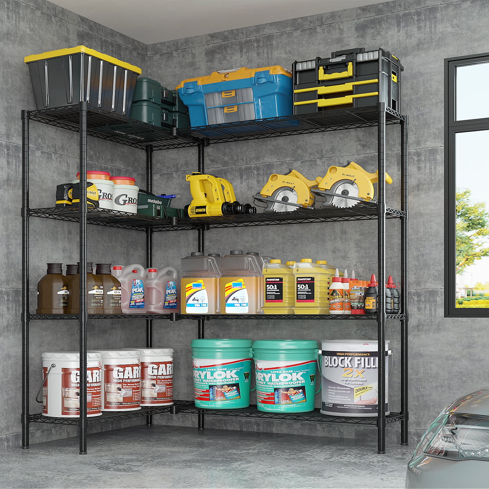 Ktaxon 1140LBS Heavy Duty Wire Shelving, 4-Tier Steel Garage Storage Rack, Adjustable DIY Metal Commercial Shelving for Garage Pantry Storage Organizer, 49.2"W x 13.8"D x 70.8"H