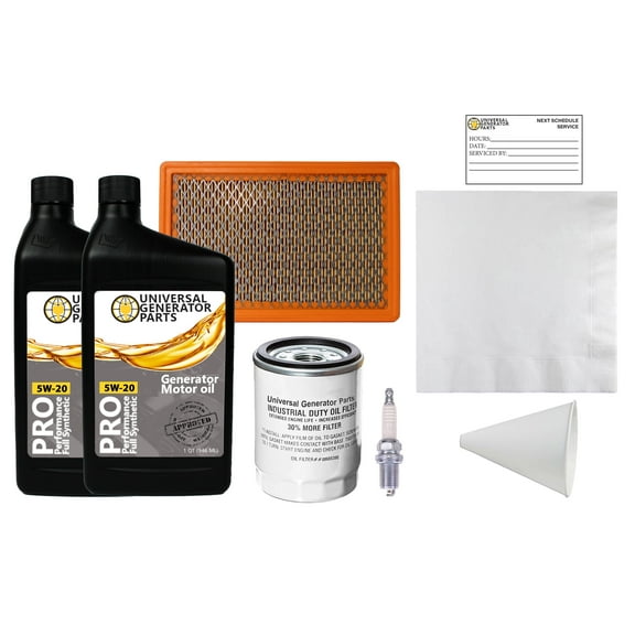 Replacement for Generac A0002074675 maintenance kit with 5W-20 Motor Oil. Replaces kit 0J93200SSM
