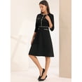 thumbnail image 2 of DARING DIVA A-Line Contrast Color Tweed Trim Dress L Black, 2 of 6