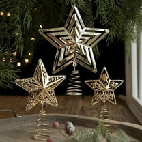Xuniizn Star Tree Topper, Glitter 3D Shatterproof Star, Christmas Tree Top Decor for Indoor Outdoor Holiday Home Party, Metal, Gold