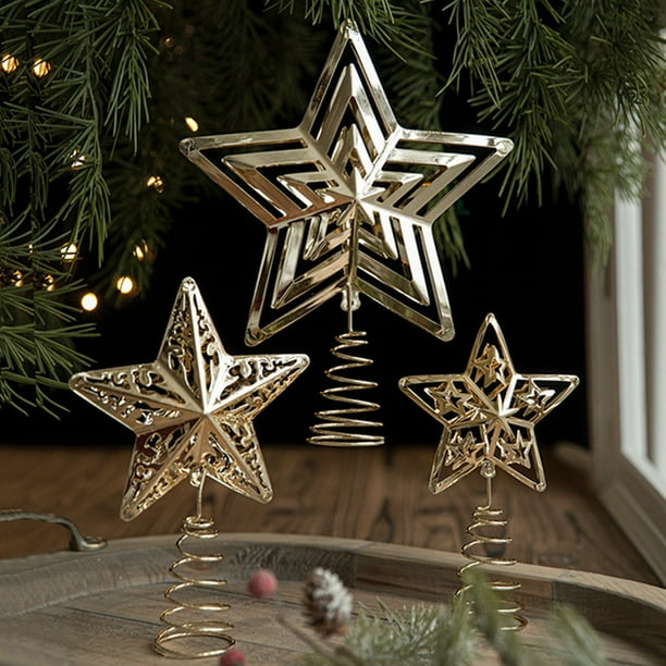 Xihbxyly Adorno de Estrella Dorada para Árbol, Elegante Decoración de Metal, Diseño Hueco, Adorno Festivo para Ventana, Toque Festivo Clásico, Duradero y Resistente. Tamaños: 24 X 19 Cm, 20 X 13,5 Cm