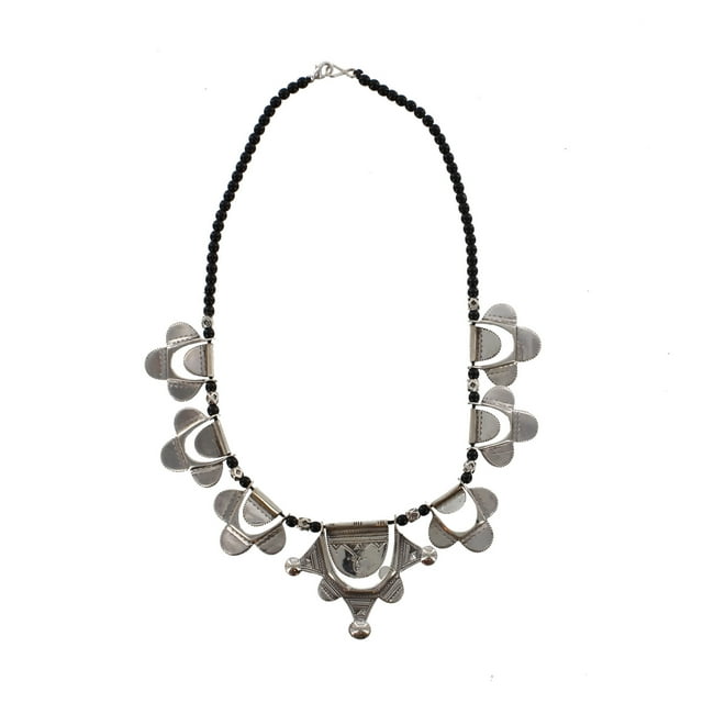 HAMAISSA||Silver & Black Bead Necklace||The Azel Collection