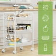 thumbnail image 2 of 3-Tier Rolling Storage Cart with Wheels, Multi-Purpose Organizer Shelf, White, 2 of 6