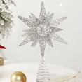thumbnail image 4 of Navidad oro plata brillo árbol superior decoraciones árbol estrella noche lámpara hogar DIY, 4 of 6