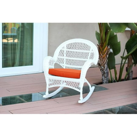 Jeco Inc. Wicker Rocker Chair with Cushions (Set of 4)