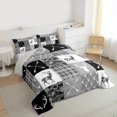 thumbnail image 3 of jejeloiu Geometric Chekc Grid Queen Comforter Set,Jungle Wildlife Deer Bedding Sets,Lake House Bedding Comforter Set For Teens,Breathable Home Decor Reversible,3 Pieces, 3 of 8