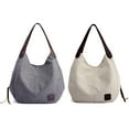 thumbnail image 1 of Bolso de hombro multibolsillos para mujer, bolso de lona, bolso de un solo hombro, artístico y minimalista Blanco + Gris, 1 of 5
