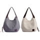 thumbnail image 1 of Bolso de hombro multibolsillos para mujer, bolso de lona, bolso de un solo hombro, artístico y minimalista Blanco + Gris, 1 of 5