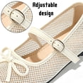 thumbnail image 4 of CHICVOMEY Women’s Mesh Mary Jane Ballet Flats Bow Knot Square Toe Soft Sole Shoes Breathable Slip On Flats with Adjustable Buckle Strap for Casual Office Summer Daily Wear, 4 of 7