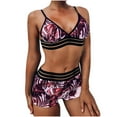 thumbnail image 2 of Bikini Set for Women Tummy Control Leaves Print Swimsuit Swimwear Beachwear 2 Piece Bathing Suit, 2 of 6