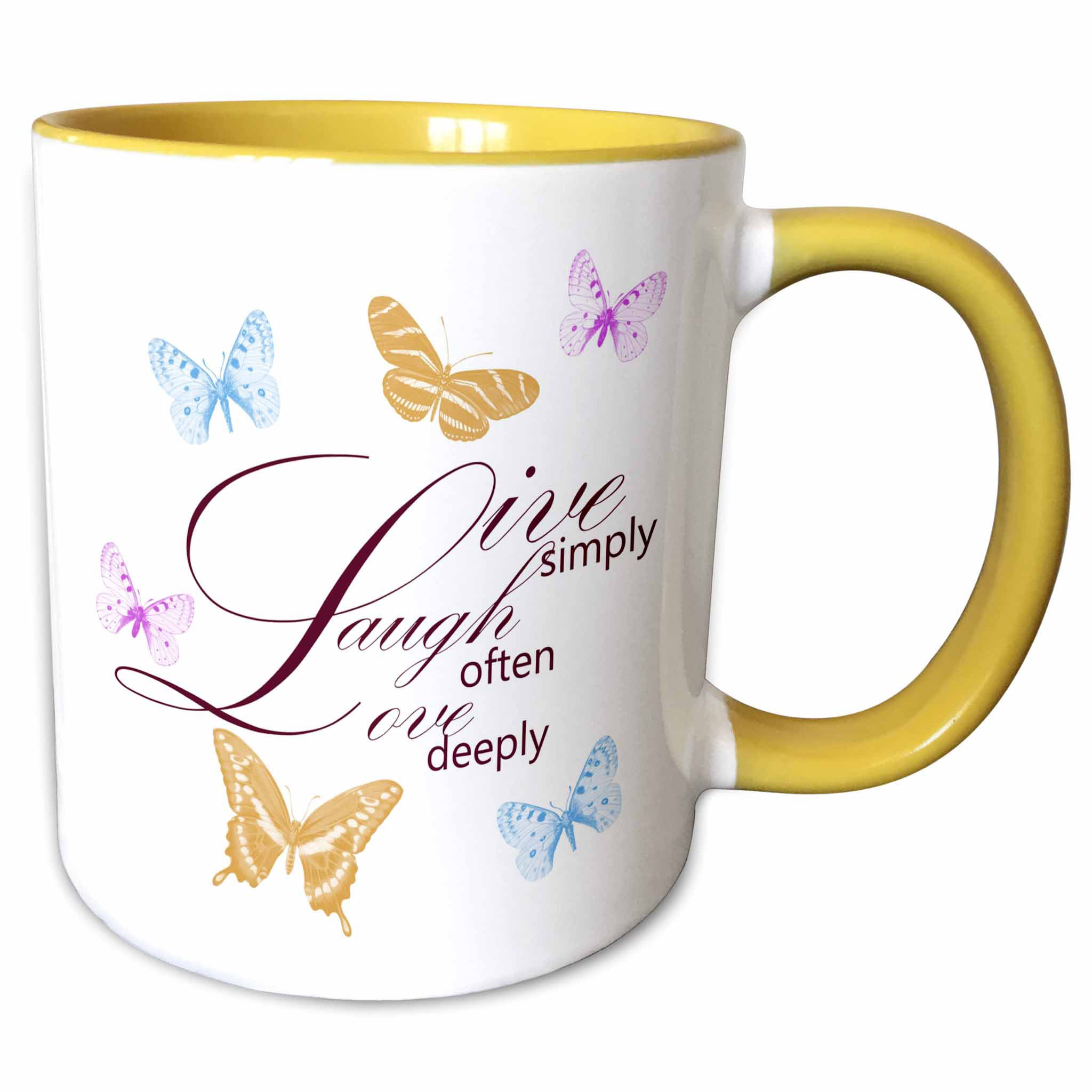 3dRose 237478_5 Image of Serenity Prayer On Aged Floral Butterfly Paper Ceramic Mug 11 oz Red/White