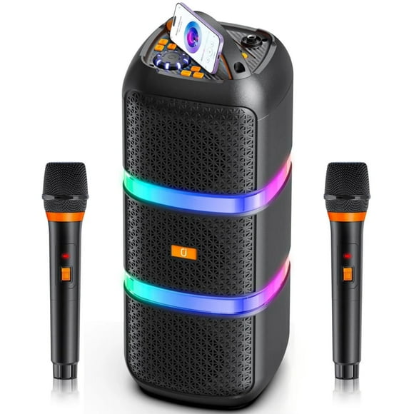 JYX Bluetooth Speaker, Outdoor Portable Speaker with 2 Mics, Wireless Party Speaker with Dynamic LED Light, Six EQ Modes, MS73