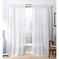 thumbnail image 2 of Exclusive Home Penny Sheer Embellished Stripe Grommet Top Curtain Panel Pair, 108" Length, Winter White, 2 of 7