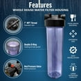 thumbnail image 2 of High Capacity 20 x 4.5” Whole House Filter Purifier System for Well or City Water, Presser Relief Button, 1” NPT Brass Port, Double O-ring, Meets NSF Standards & Regulations (Transparent, 3 Sets), 2 of 7