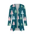 thumbnail image 3 of Women's Fashionable Loose-Fit Casual Cardigan with Christmas Print Mid-Length Coat for Holiday Outfits and Comfortable Wear,Turquoise,S, 3 of 6