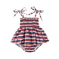 thumbnail image 1 of Bagilaanoe Baby Girls Romper Dress Stars Stripe Printed Bandage Strap Summer Casual Sleeveless  Independence Day Jumpsuit, 1 of 8