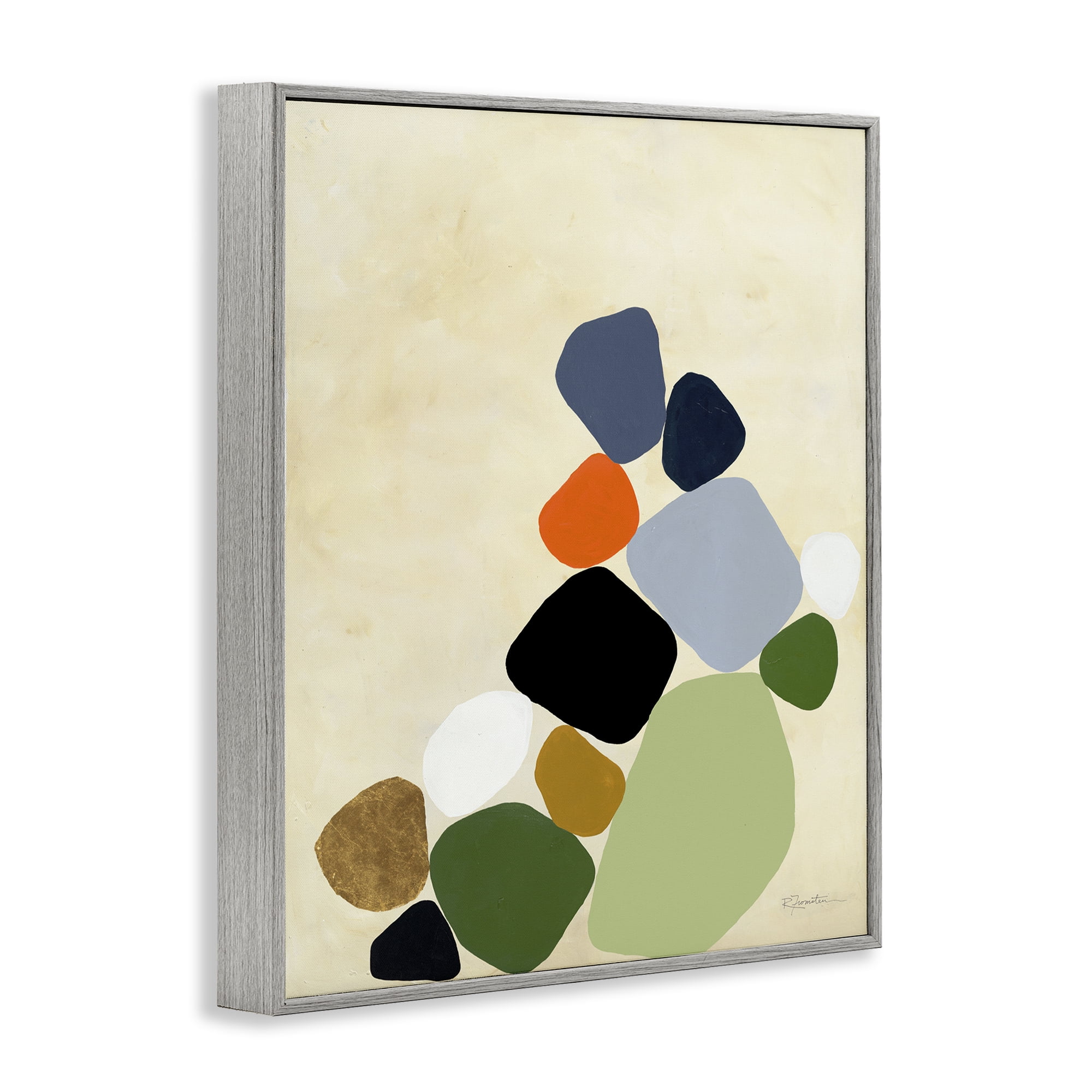 Stupell Industries Cluster of Minimal Pebbles Gray Framed Giclee Art, design by Ruth Fromstein