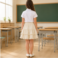 thumbnail image 7 of Grblisyd Girls Pleated Uniform Skirts Fashion Elastic Waist Ruffle Hem Skirt Kids Cute Mini Tennis Skirt Back to School Clothes, 7 of 7