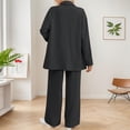 thumbnail image 4 of HJYCHN Women's Casual Pants Suit Set 2 Piece Trousers Outfit with Shirt for Daily Wear Outfits Black S, 4 of 6