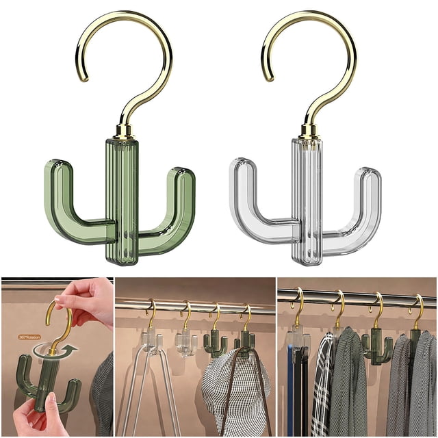Percha giratoria para cactus - gancho giratorio de 360° para corbatas, cinturones, bufandas y bolsas, organizador de armario de plástico que ahorra espacio, 10x16cm