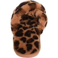 thumbnail image 3 of Womens Genuine Thick Sheepskin Open Back Peep Toe Cross Over Slipper Slider - Leopard - US 7, 3 of 7