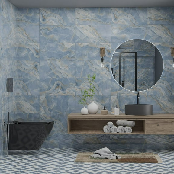 The Tile Life Monarch Jewel Azul Polished Porcelain Floor & Wall Tile, 12 x 24 in, 5-Piece