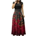 thumbnail image 2 of TIMIFIS Robe Longue Maxi d'Halloween pour Femmes Manches Courtes Col Rond Taille Haute Robe Longue Fluide Tendance Graphique Fête Automne/hiver s, 2 of 5