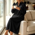 thumbnail image 3 of Qingpeng Womens Zip Up Long Robe Mock Neck Full Zip Sleepwear with Front Pockets Solid Color Warm Winter Lounge Gown, 3 of 6