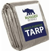 Rugged Rhino All Weather 100% Waterproof Heavy Duty Tarp, 5 Mil UV Temperature Resistant Tarps, High Durability Multipurpose Cover, for Home Outdoor Patio Winter Leaf Camping, 15x15 1 Pack Silver