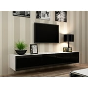 VIGO white/ black floating modern 71" High Gloss TV Stand for TV's up to 80"