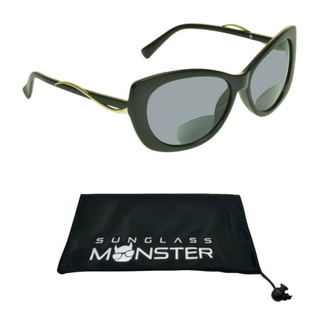 Sunglass Monster Womens BIFOCAL Sunglasses Sun Readers with Cat Eye Oversized Sexy High Fashion Frame