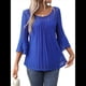 thumbnail image 3 of Blusa Elegante con Volantes para Mujer, 3/4, Cuello Redondo, Doble Capa, , Túnica. Azul XXL, 3 of 10
