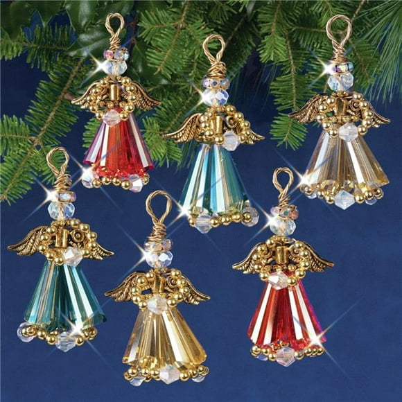 Solid Oak NCHBOK-021 Nostalgic Christmas Beaded Crystal Ornament Kit&#44; Crystal Angels Gold