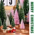 thumbnail image 5 of Ayieyill 30PCS Artificial Mini Christmas Trees, Mini Pine Tree Sisal Trees with Wood Base Bottle Brush Trees for Christmas Table Top Decor Winter Crafts Ornaments (Green Beige Pink), 5 of 9