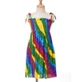 thumbnail image 3 of TiaoBug Kids Girls Summer Casual Bohemian Princess Dress Floral Sleeveless Rainbow Beach Sundress Type B 120, 3 of 7
