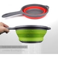 thumbnail image 2 of Colador plegable de silicona de uso multifuncional, diseño que ahorra espacio con asas ergonómicas, colador plegable multiusos para pastas, verduras y frutas, juego de 2 piezas en color verde,, 2 of 4