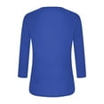 thumbnail image 6 of Htigea Womens 3/4 Sleeve T Shirts Stretchy Slim Fit Crop Tops Y2k Solid Color Going Out Base Layer Tee Blue XXXL, 6 of 7