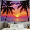 thumbnail image 2 of Fenyluxe  Ocean Tapestry, Palm Trees Silhouette at Sunset Dreamy Dusk Warm Exotic Twilight Scenery Image, Wide Wall Hanging for Bedroom Living Room Dorm 50x40inch, 2 of 6